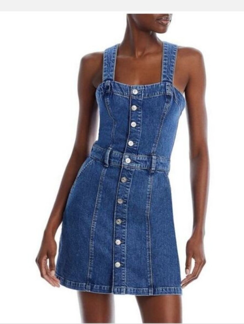 Paige Maddy Blue Denim Delia Mini Button Up Western Boho Dress Size 6
